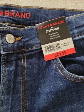 Lucky Brand Dark Blue Straight Jeans with Gold Stitching